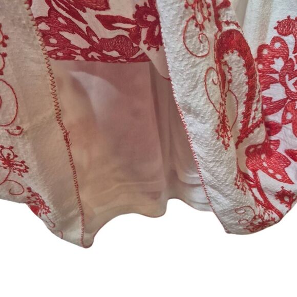 Max Studio Women's White Cotton Knit w Red Embroidery Sleeveless Lined Dress EUC - Picture 5 of 13